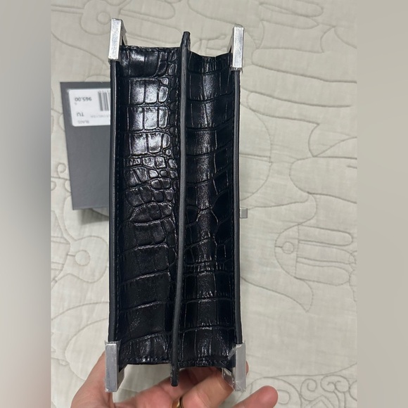 NEW The Kooples EMILY SMALL CROCODILE-EFFECT BAG BLACK LEATHER Silver - Picture 11 of 15